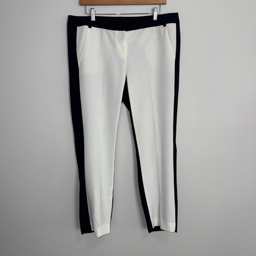 Express Columnist ‎ Colorblock Dress Pants White Black Ankle Trousers Size 12 R